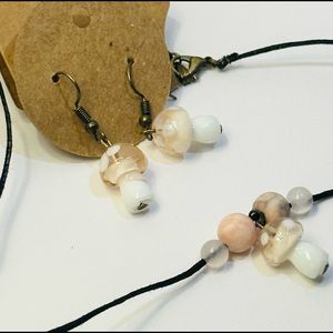 Cottagecore mushroom earrings and necklace set